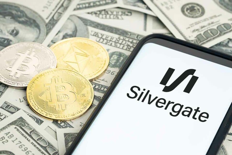 Silvergate Bank Logo auf Smartphone