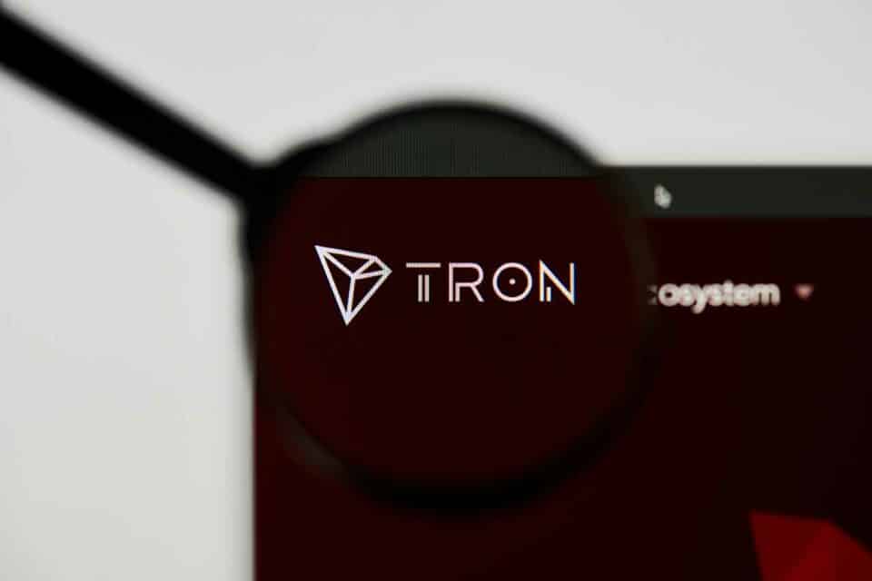 Tron TRX Logo unter einer Lupe