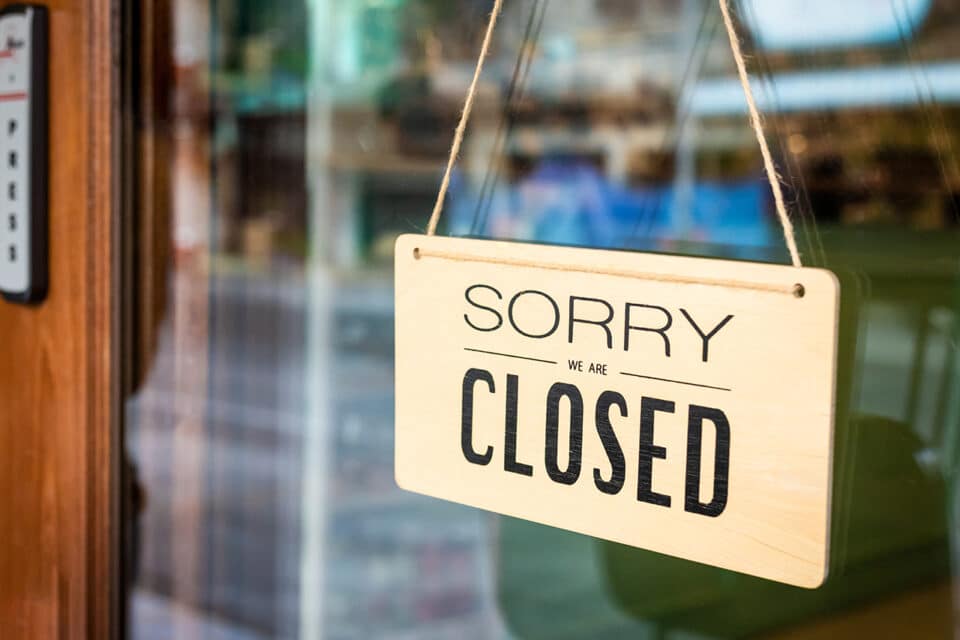 Schild Sorry we are closed