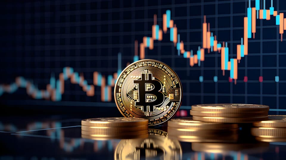 Bitcoin Münzen mit Chart