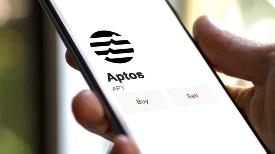 Aptos Logo auf Smartphone