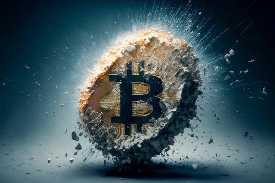 Eine explodierende Bitcoin Münze