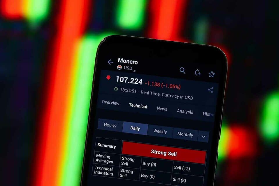 Der Monero Kurs auf einer Trading App