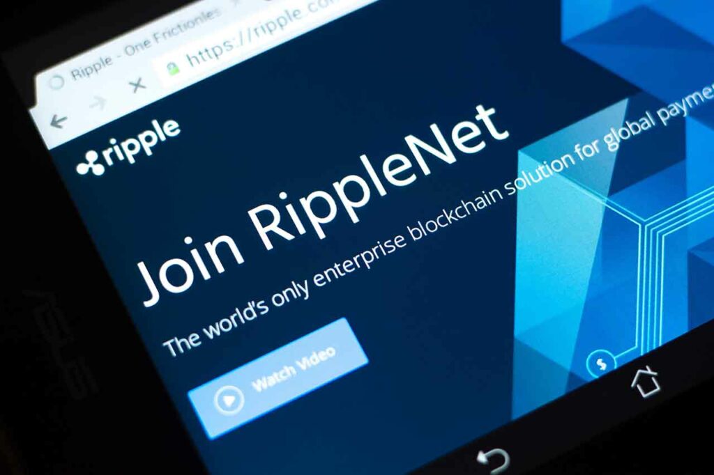 Ripple.com Website auf einem Tablet