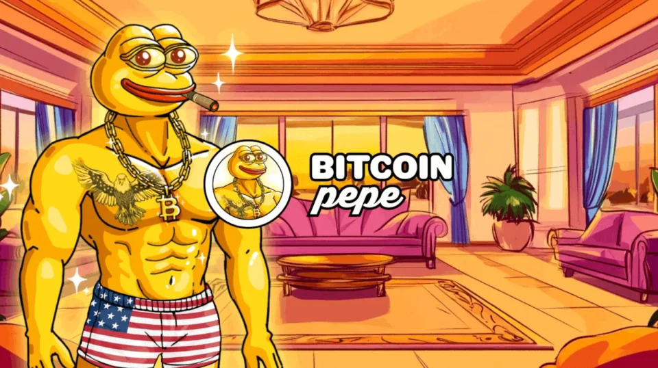 Bitcoin Pepe goldenes Meme