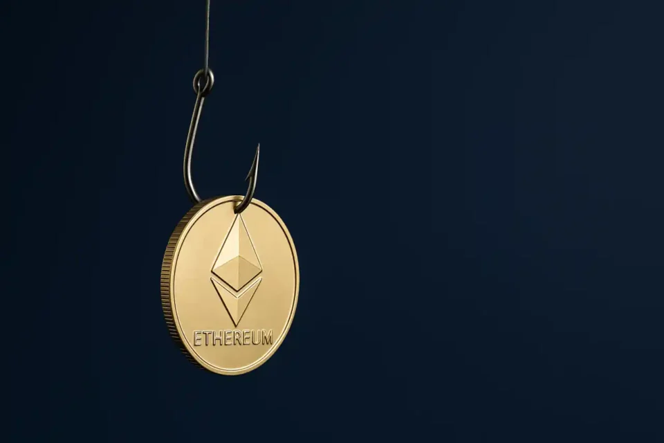 Ethereum Münze an der Angel